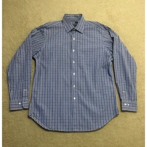 VTG Polo‎ Ralph Lauren Curham Classic Fit Plaid Blue-White 16 34/35 Business
